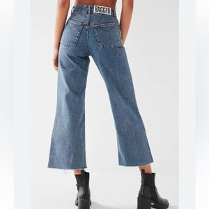 The Ragged Priest Free People 26 High Rise Mom Wide Leg Frayed Ankle Jeans